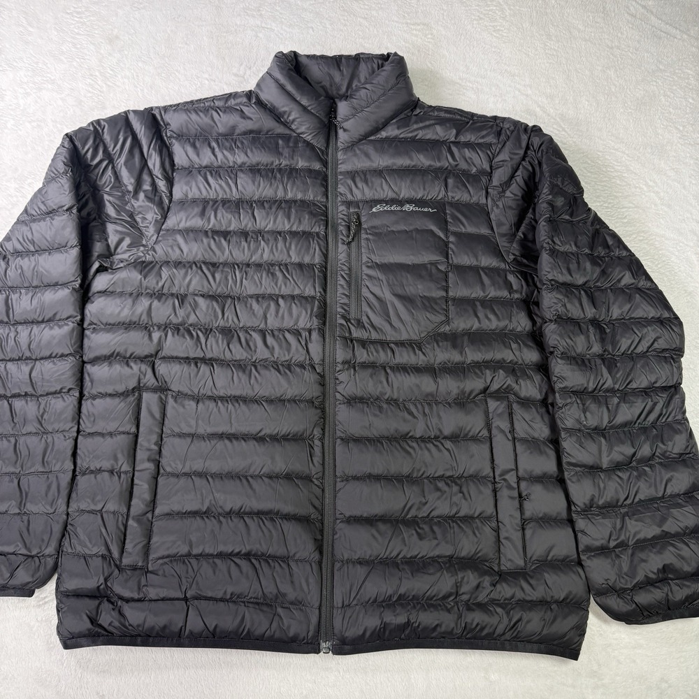 Eddie Bauer Down Jacket Mens Large Black Insulated Puffer Lightweight